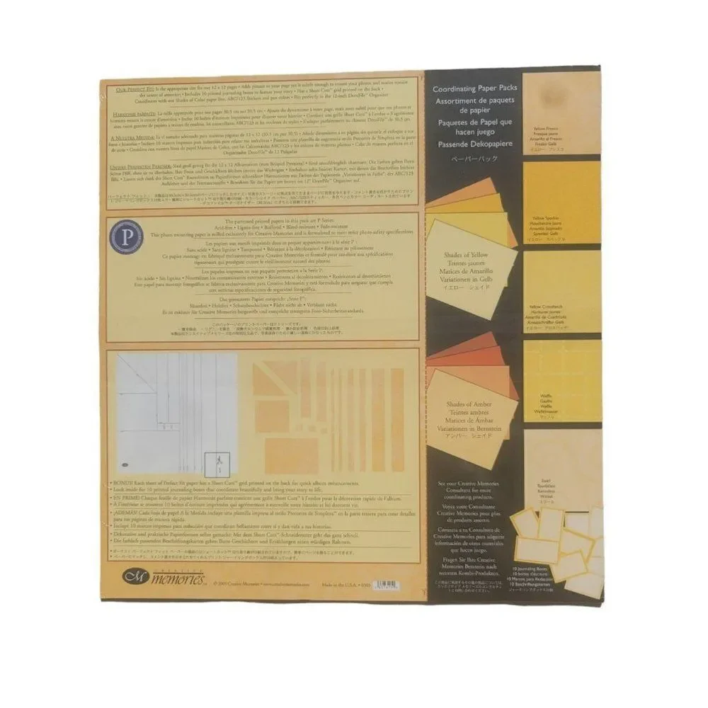 Creative Memories PERFECT FIT Yellows 12” Photo Mounting‎ Paper 5 Patterns 10pc - Picture 3 of 3